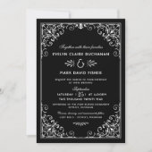 Invitation Mariage Art déco noir et blanc vintage (Devant)