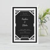 Invitation Mariage Art déco noir et blanc vintage (Debout devant)