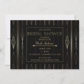 Invitation Mariage Art Déco Noir et Or (Devant)