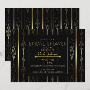Invitation Mariage Art Déco Noir et Or