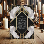 Invitation Mariage Art déco noir et or