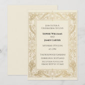 Invitation Mariage Art Déco Or (Devant / Derrière)