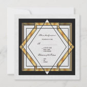 Invitation Mariage Art Déco Or Blanc Gatsby (Devant)