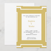 Invitation Mariage Art Déco Or et Blanc Gras (Devant / Derrière)