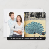 Invitation Mariage Art Déco Paon Forêt Dorée Everafter (Dos)