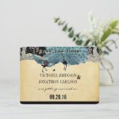 Invitation Mariage Art Déco Paon Forêt Dorée Everafter (Debout devant)