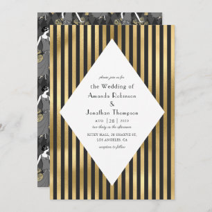 Invitation Mariage Art déco Paris Noir et Or