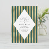 Invitation Mariage Art Déco Paris Turquoise et Or (Debout devant)