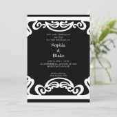 Invitation Mariage Art Déco Simple Noir et Blanc (Debout devant)