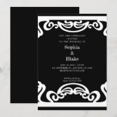 Invitation Mariage Art Déco Simple Noir et Blanc (Devant / Derrière)