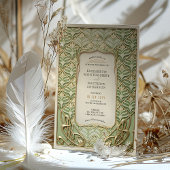 Invitation Mariage Art déco vert et or