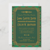 Invitation Mariage Art Déco Vert Invite (Devant)