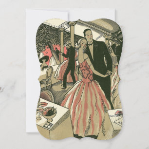 Invitation Mariage Art Déco Vintage, Première Danse des Jeune