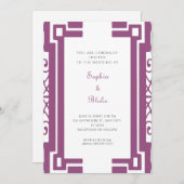 Invitation Mariage Art déco Vintage violet et blanc (Devant / Derrière)