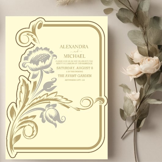 Invitation Mariage Art nouveau antique
