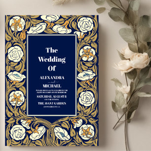 Invitation Mariage Art Nouveau Bleu Classique