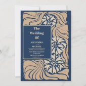 Invitation Mariage Art nouveau bleu classique (Devant)