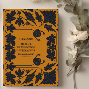 Invitation Mariage Art Nouveau Bleu Or