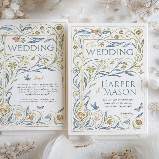 Invitation Mariage Art nouveau de la faune et de la flore