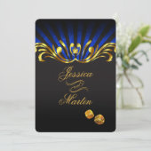 Invitation Mariage Art nouveau de Vegas| bleu or (Debout devant)