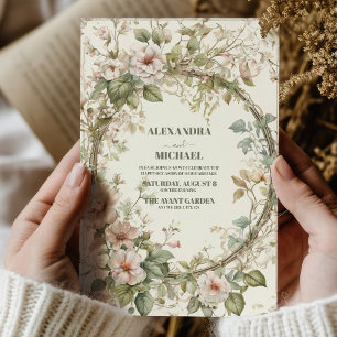 Invitation Mariage Art Nouveau Floral Rose Vintage