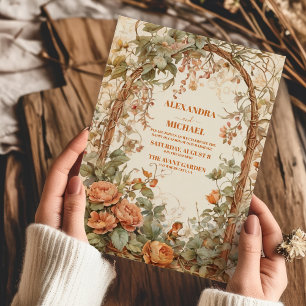 Invitation Mariage Art Nouveau Floral Rustique Vintage