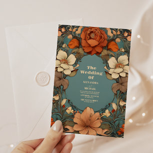 Invitation Mariage Art Nouveau Floral Vintage