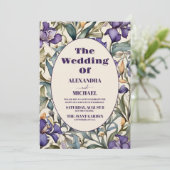 Invitation Mariage Art Nouveau Iris Violet (Debout devant)
