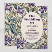 Invitation Mariage Art Nouveau Iris Violet (Devant / Derrière)
