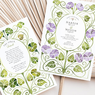 Invitation Mariage Art Nouveau Lavande Feuillage