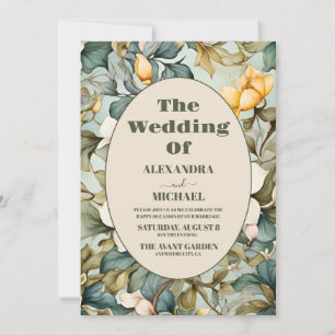 Invitation Mariage Art Nouveau Lily Blanc Aquarelle