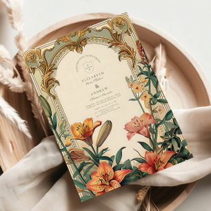 Invitation Mariage Art Nouveau Lily – Conception de cadre flo