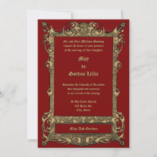 Invitation Mariage Art Nouveau Orné Vintage 1913