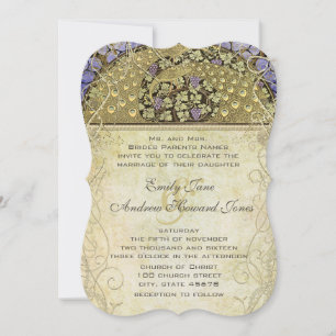 Invitation Mariage Art Nouveau Paon