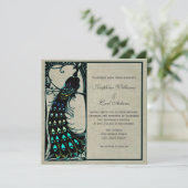 Invitation Mariage Art Nouveau Peacock vintage (Debout devant)