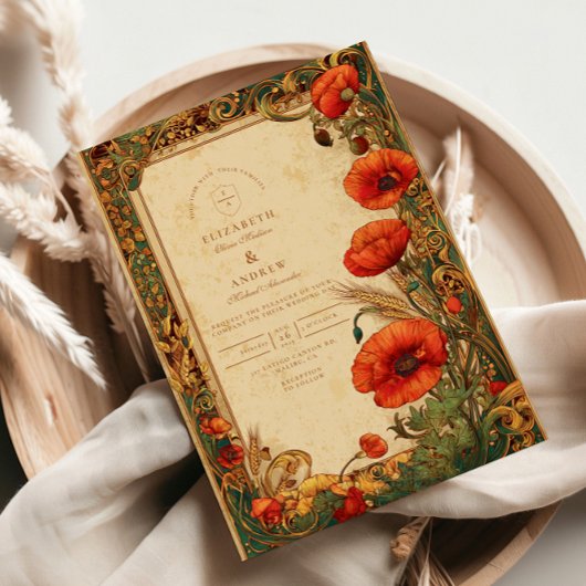 Invitation Mariage Art Nouveau Poppy