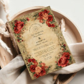 Invitation Mariage Art Nouveau Rose rouge