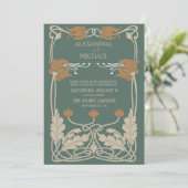 Invitation Mariage Art nouveau vert (Debout devant)