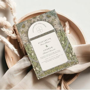 Invitation Mariage Art Nouveau vert sauge