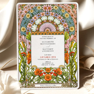 Invitation Mariage Art nouveau vibrant aux marguerites et fle