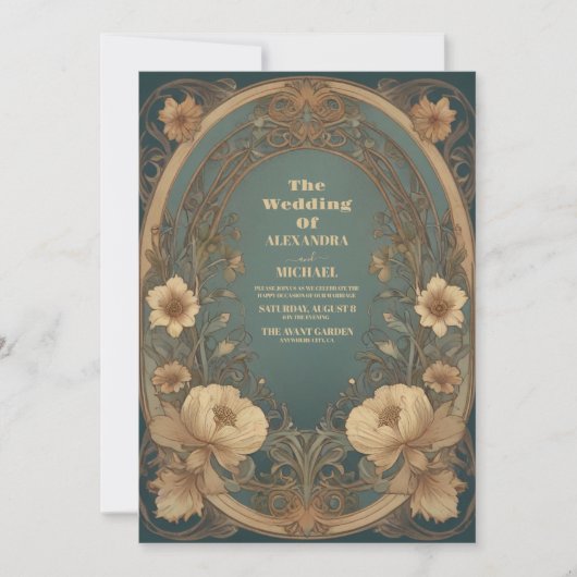 Invitation Mariage Art nouveau vintage (Devant)