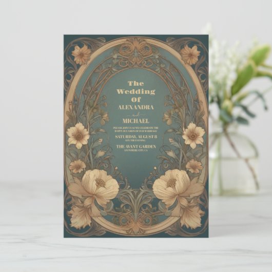 Invitation Mariage Art nouveau vintage (Debout devant)