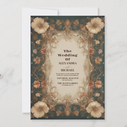 Invitation Mariage Art nouveau vintage (Devant)