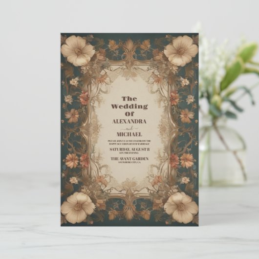 Invitation Mariage Art nouveau vintage (Debout devant)