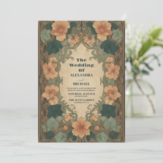 Invitation Mariage Art nouveau vintage (Debout devant)