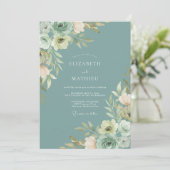 Invitation Mariage Artisanal Feuillage Peint sur Fond Mousse (Debout devant)