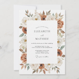 Invitation Mariage Artisanal Pivoine Rouille