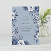 Invitation Mariage Artistique à Fleur Bleue (Debout devant)