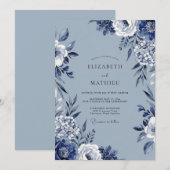 Invitation Mariage Artistique à Fleur Bleue (Devant / Derrière)
