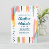 Invitation Mariage artistique Abstrait Aquarelle Brush coloré (Debout devant)